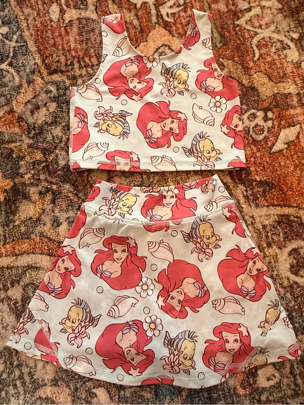Disney The Little Mermaid Ariel Flounder 2 Piece Athletic Skort Set Girls 3T